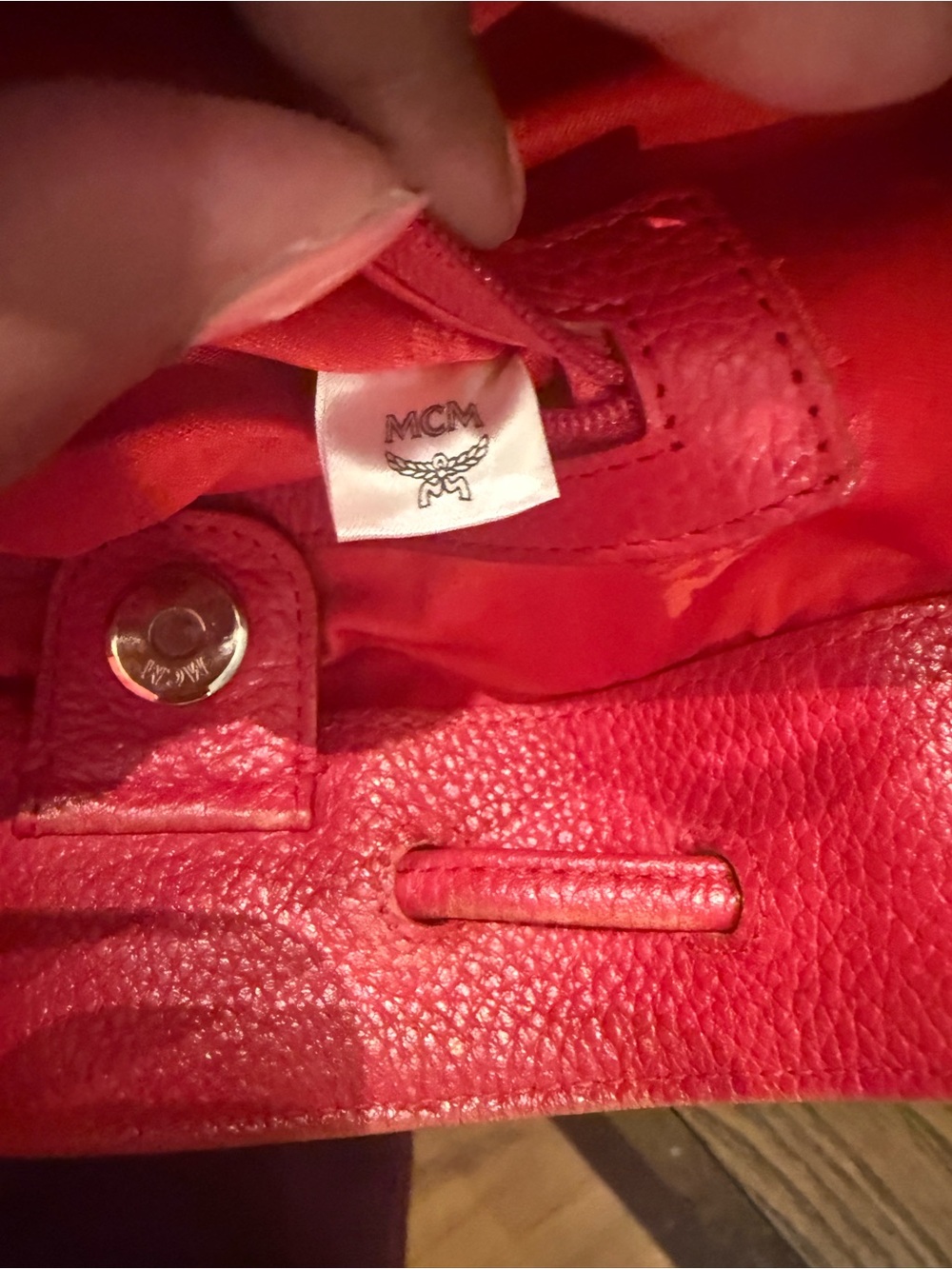 MCM Red Leather Bucket Bag - Picture 8 of 13